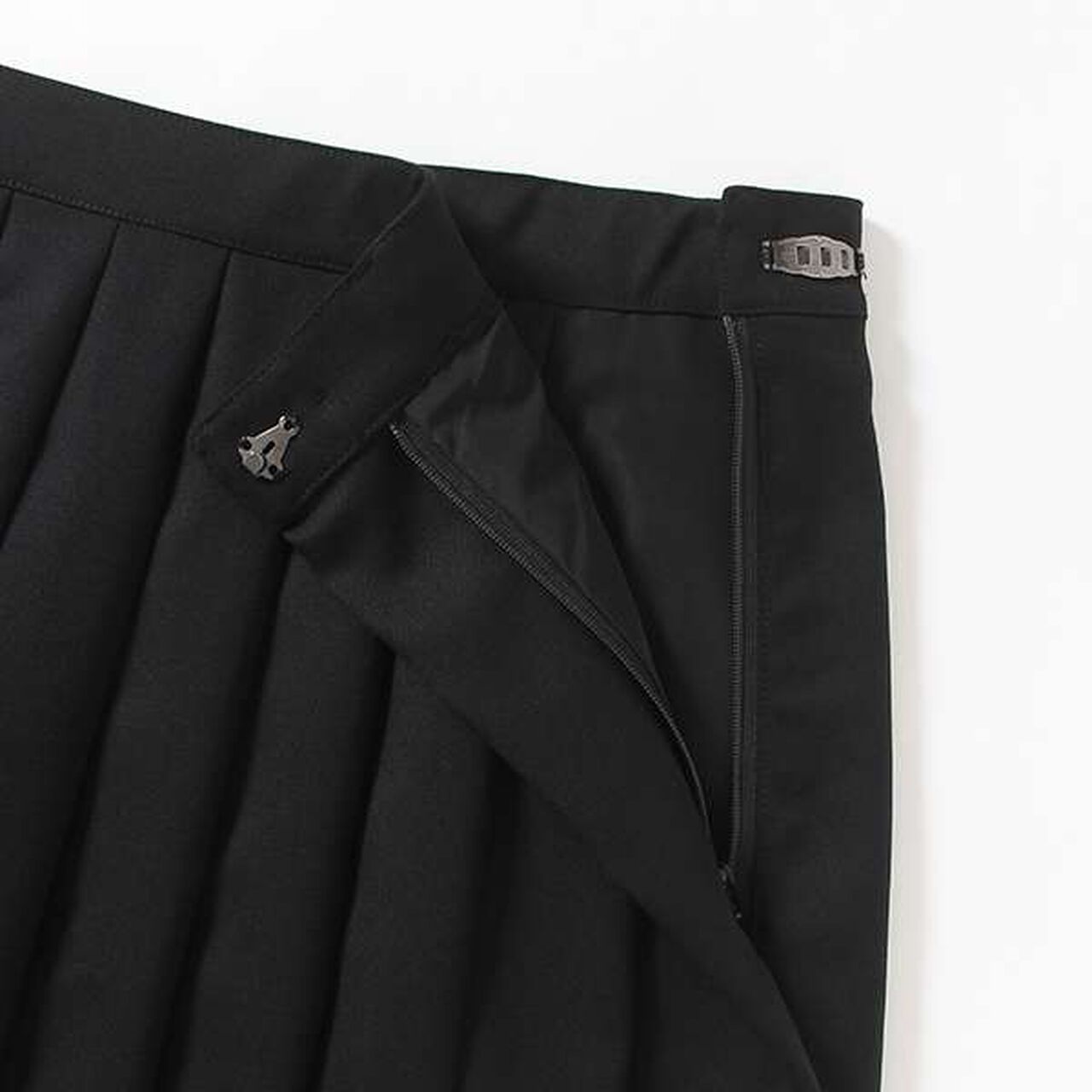 Wool Saxy Pleated Skirt,Black, large image number 4