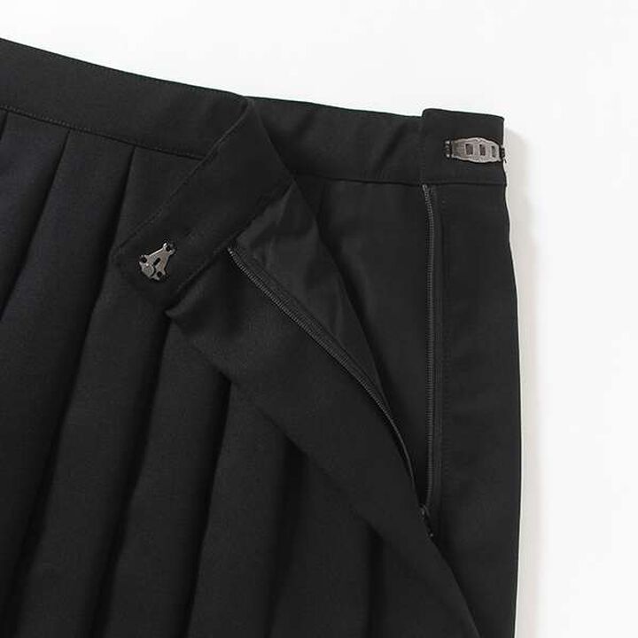 Wool Saxy Pleated Skirt,Black, medium image number 4