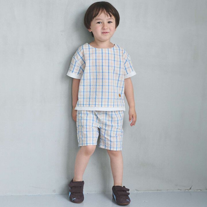 [Fujimoto Miki Collaboration] Boys Checkered Outfit Set,Pearl white, medium image number 0