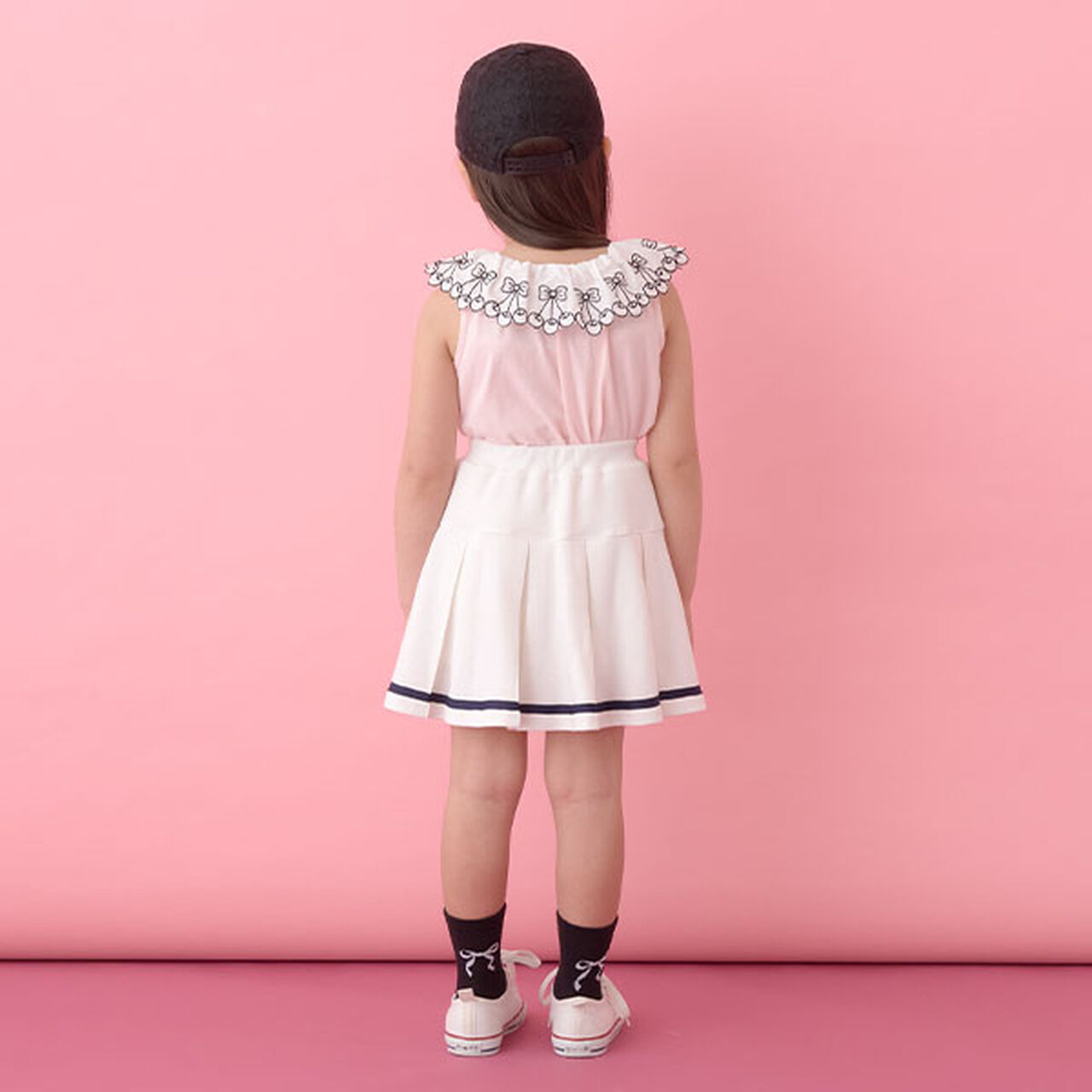 [Soft Cotton] Cherry Lace Collar Top,Light orange, large image number 3