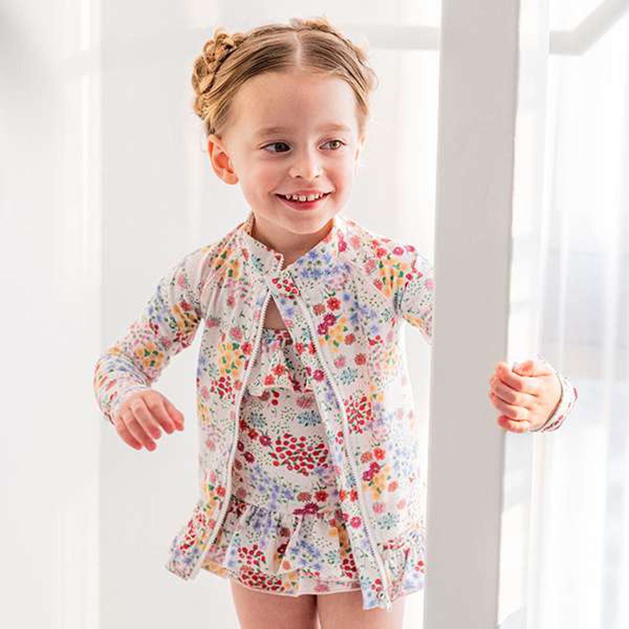 [SWIM] Garden Flower Rash Guard,Pink, large image number 0