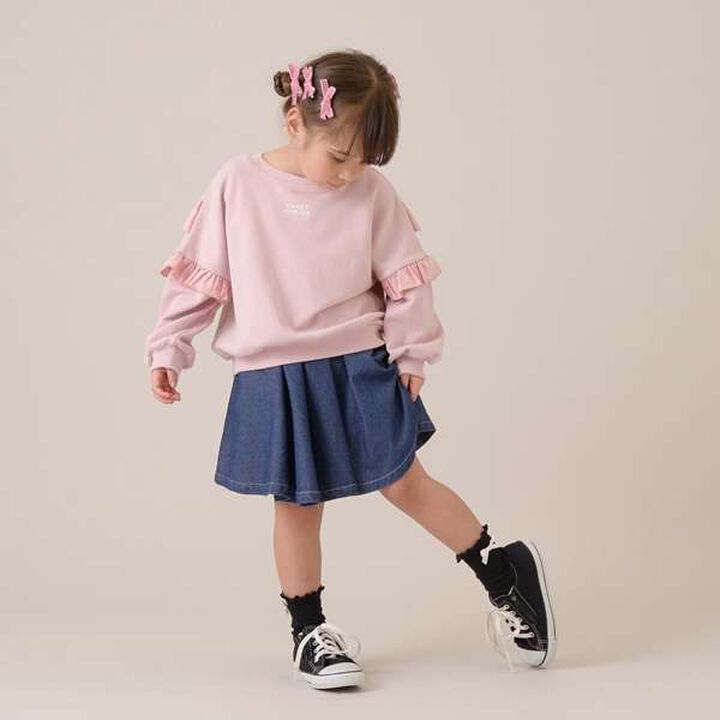 Pilling-Resistant Frill Sweatshirt,Milky white, medium image number 3