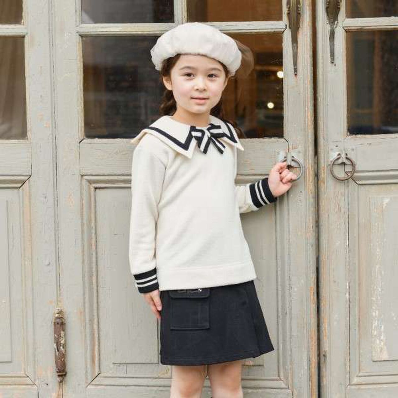 KP Knit Twill Pleated Wrap Pants [100-140],Black, large image number 13