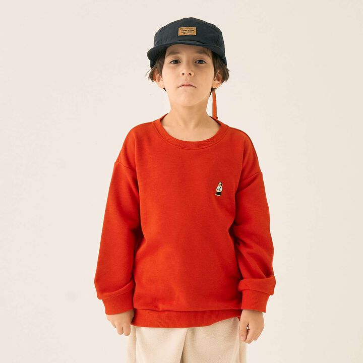 Bear Embroidery Fleece Sweatshirt,Red, medium image number 0