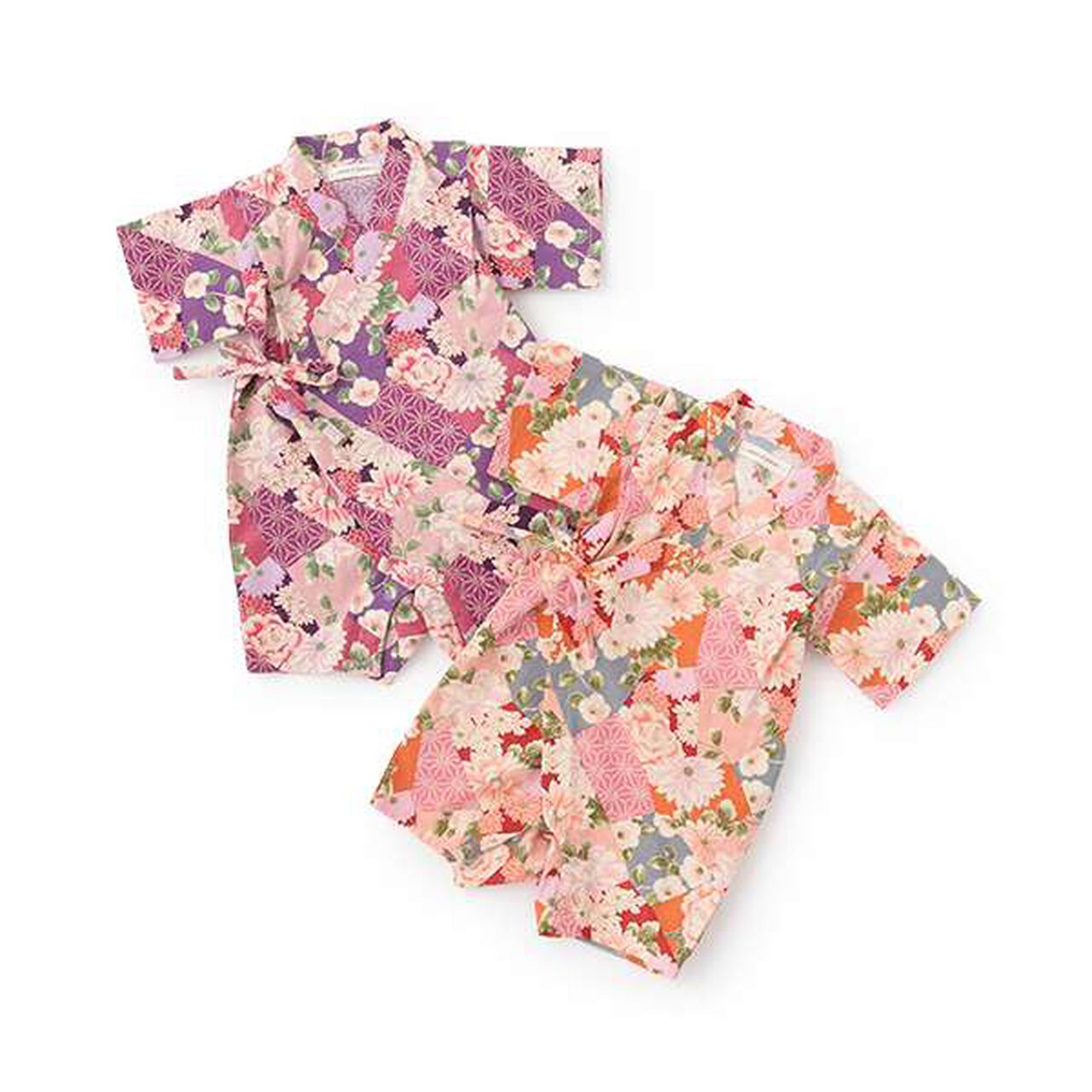 Patchwork Jinbei All-in-One (Camellia and Peony Pattern),Pink, large image number 13