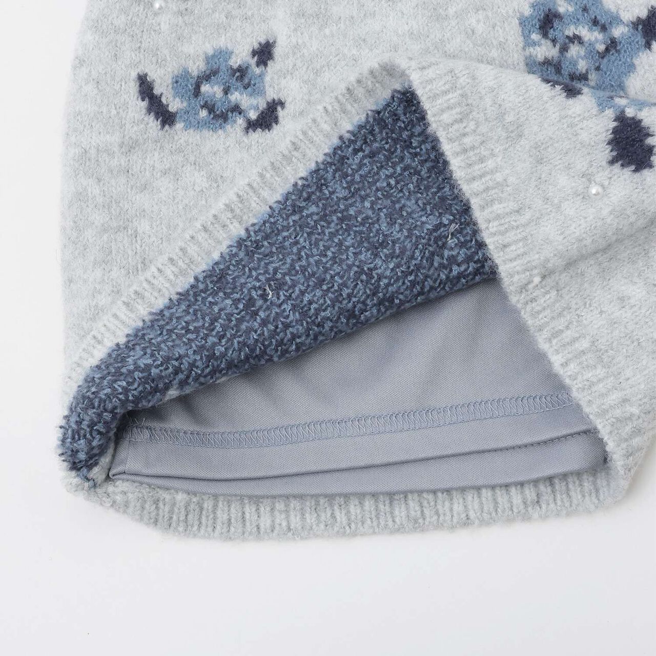 Fluffy and Soft/Matching Flower Pearl Knit Skirt <Set Up Compatible>,Top gray, large image number 6