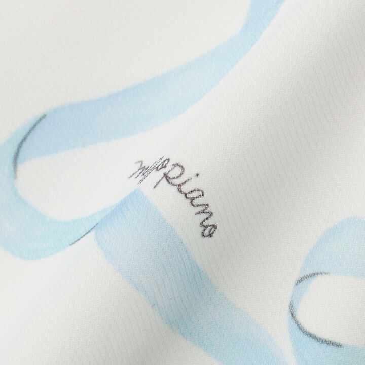 Frill Blouse with Bow Tie and Ribbon Pattern,Light blue, medium image number 13