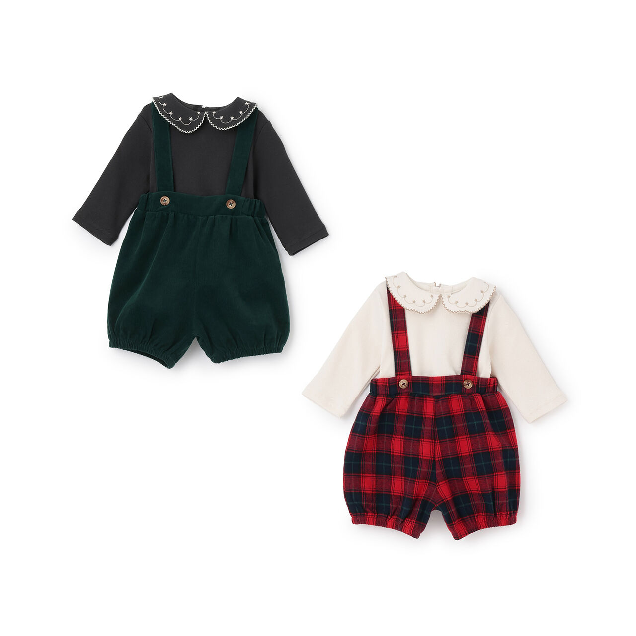Collared Embroidery Overall Set,Ivory, large image number 15