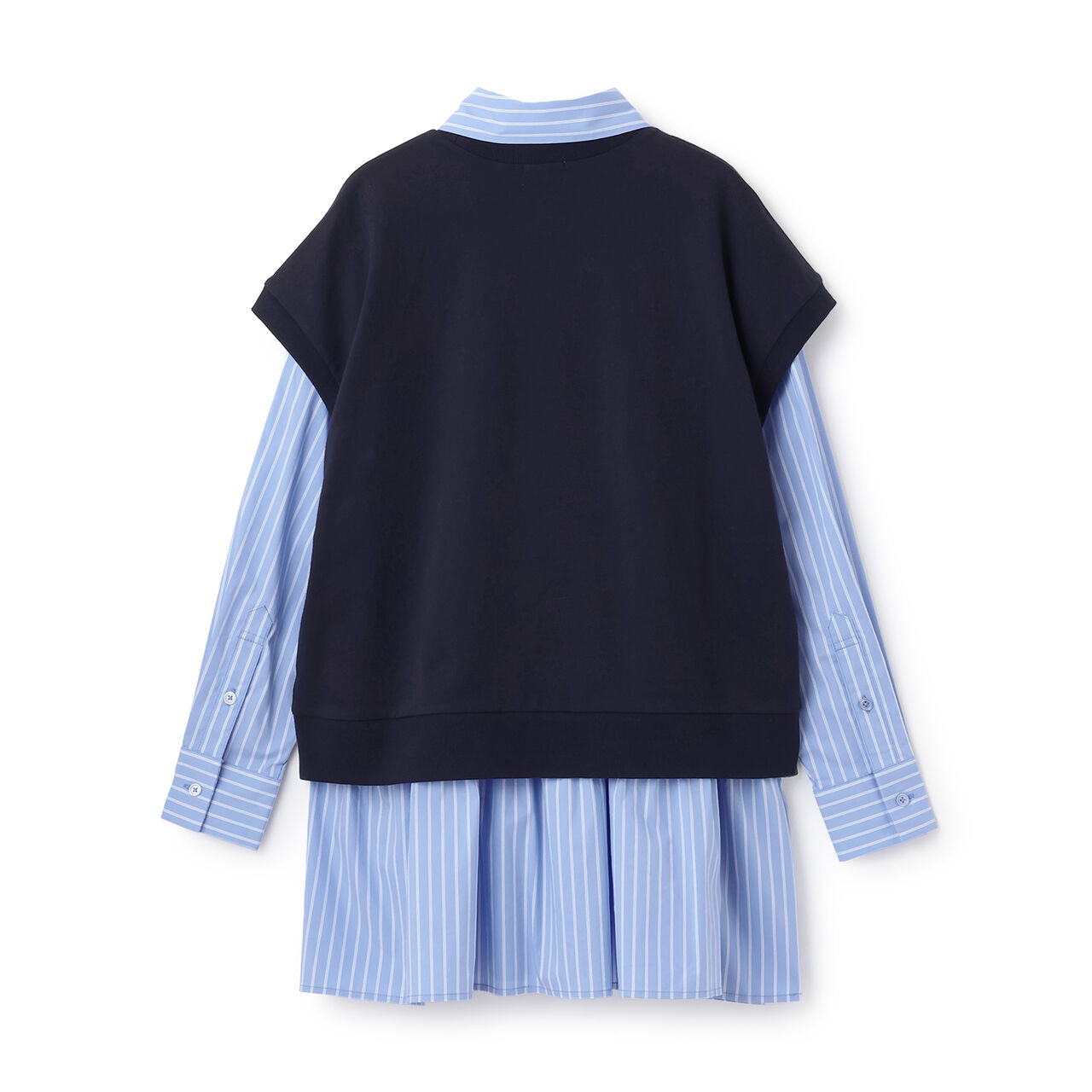 [AMI] Lightweight French Terry Vest × Peplum Shirt Dress,Navy, large image number 1