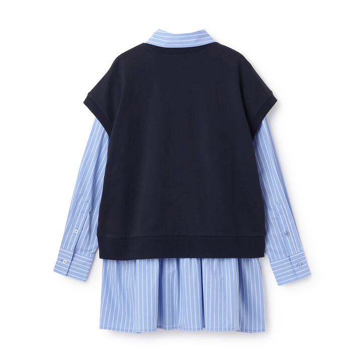 [AMI] Lightweight French Terry Vest × Peplum Shirt Dress,Navy, medium image number 1