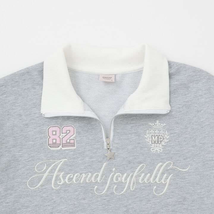 Half Zip Short Sleeve T-Shirt,Gray, medium image number 2