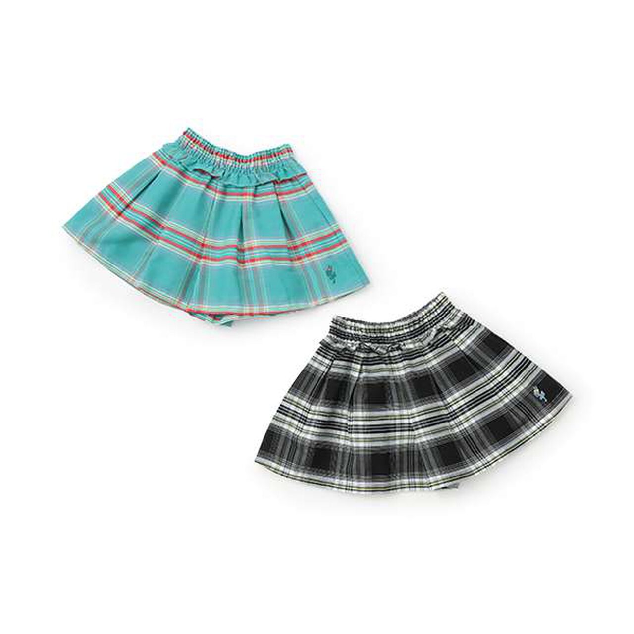 Waist Shirred Check Culottes,Black, large image number 9