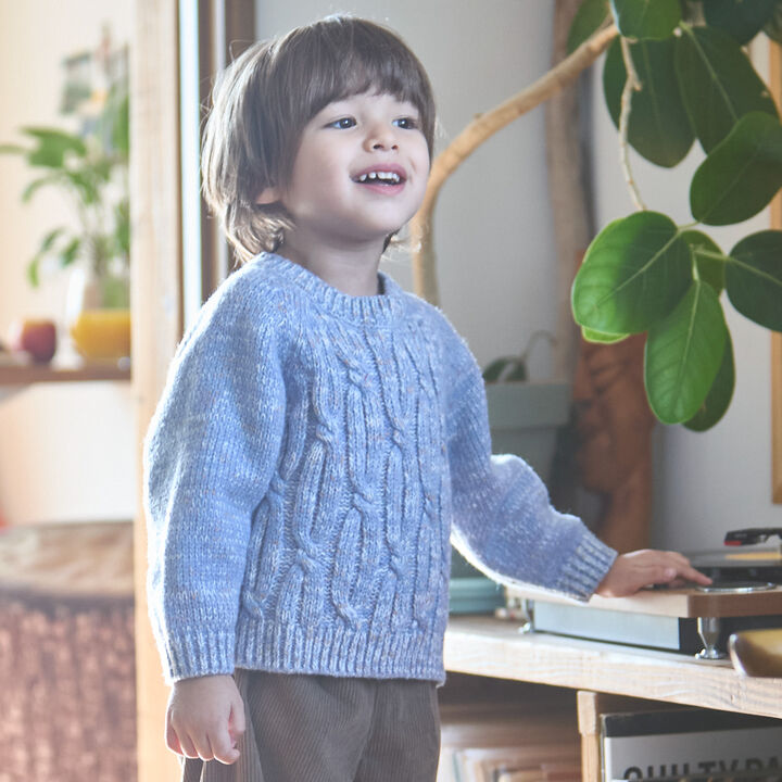 Washable Mixed Yarn Knitwear,Blue, medium image number 0