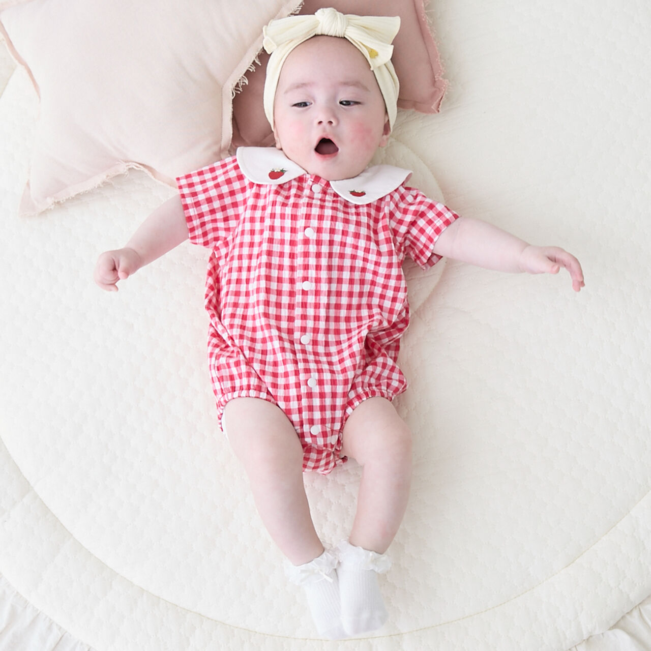 Fruit Collar Romper,Yellow, large image number 1