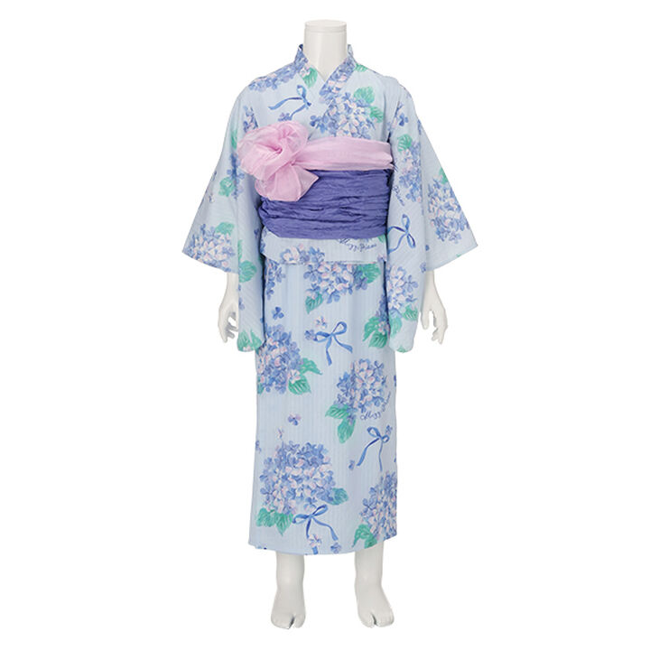 Watercolor Hydrangea Pattern Yukata,Light blue, medium image number 0