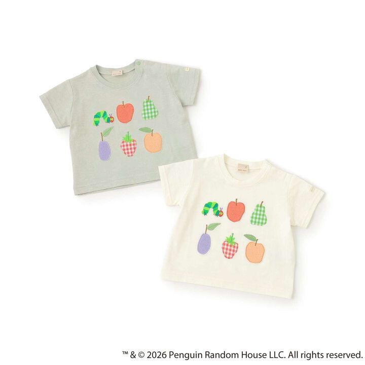 [Hungry Caterpillar] Fruit Appliqu&eacute; Short Sleeve T-Shirt,Light green, medium image number 13