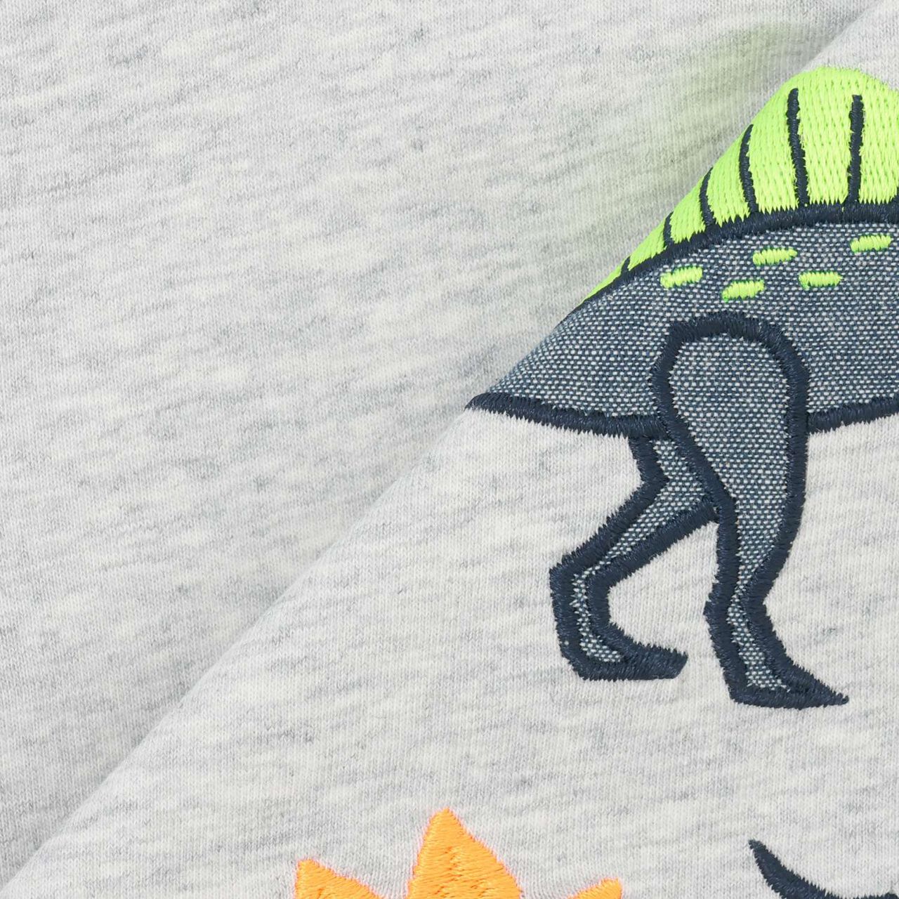 Dinosaur Appliqu&eacute; Sleeve Line Long-Sleeve T-Shirt,Top gray, large image number 7