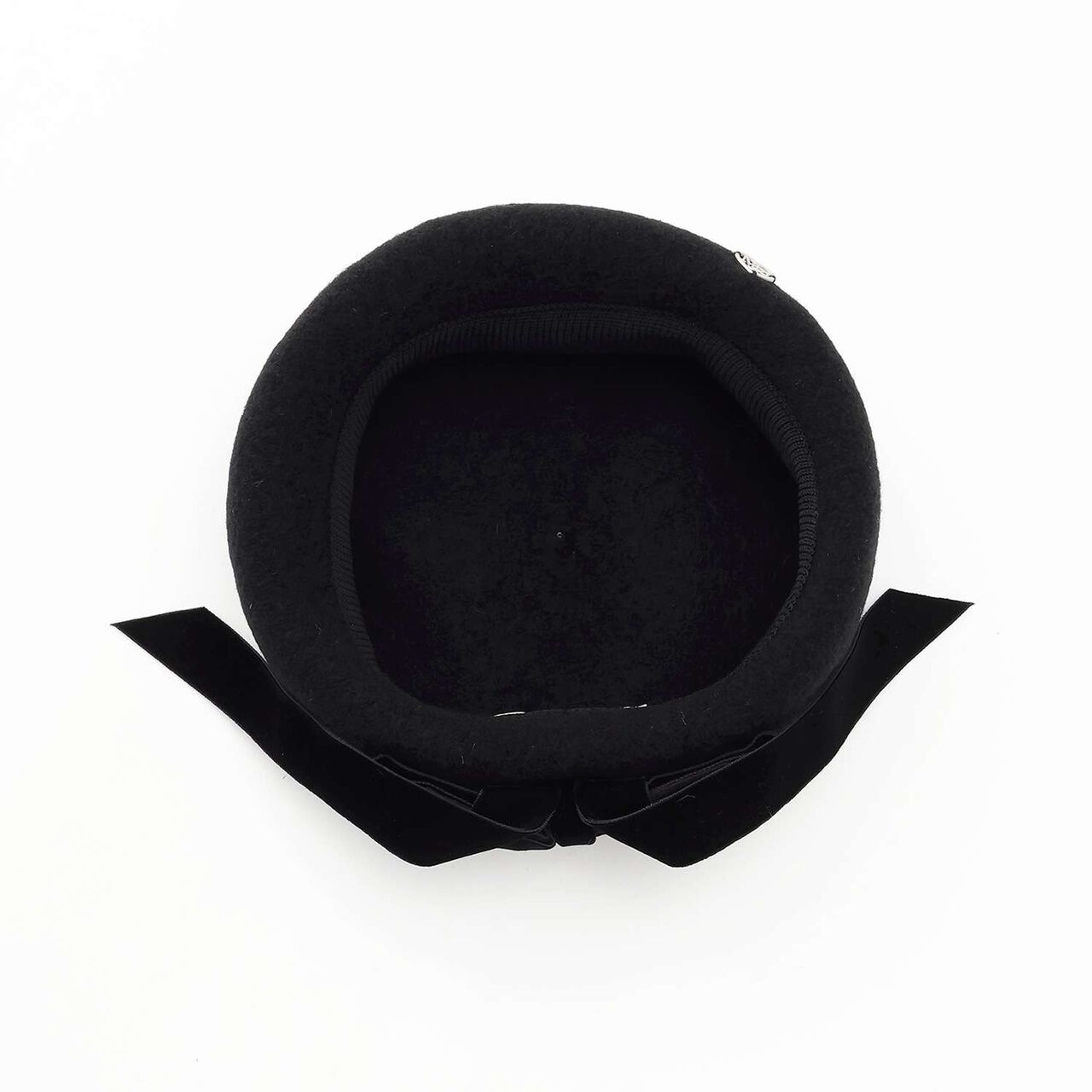 Velour Ribbon Beret Hat,Black, large image number 5