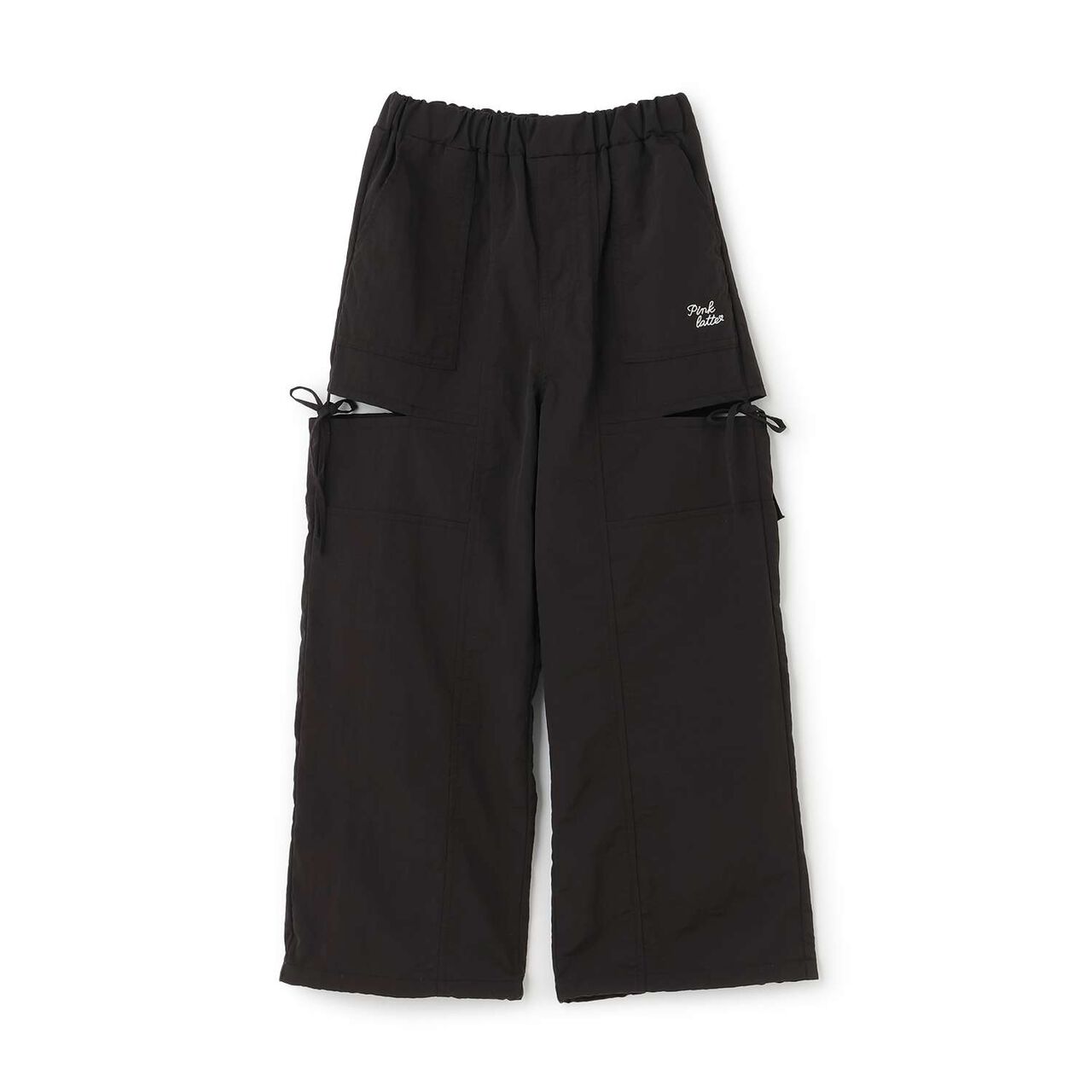 Slit Ribbon Shaka Pants,Black, large image number 13