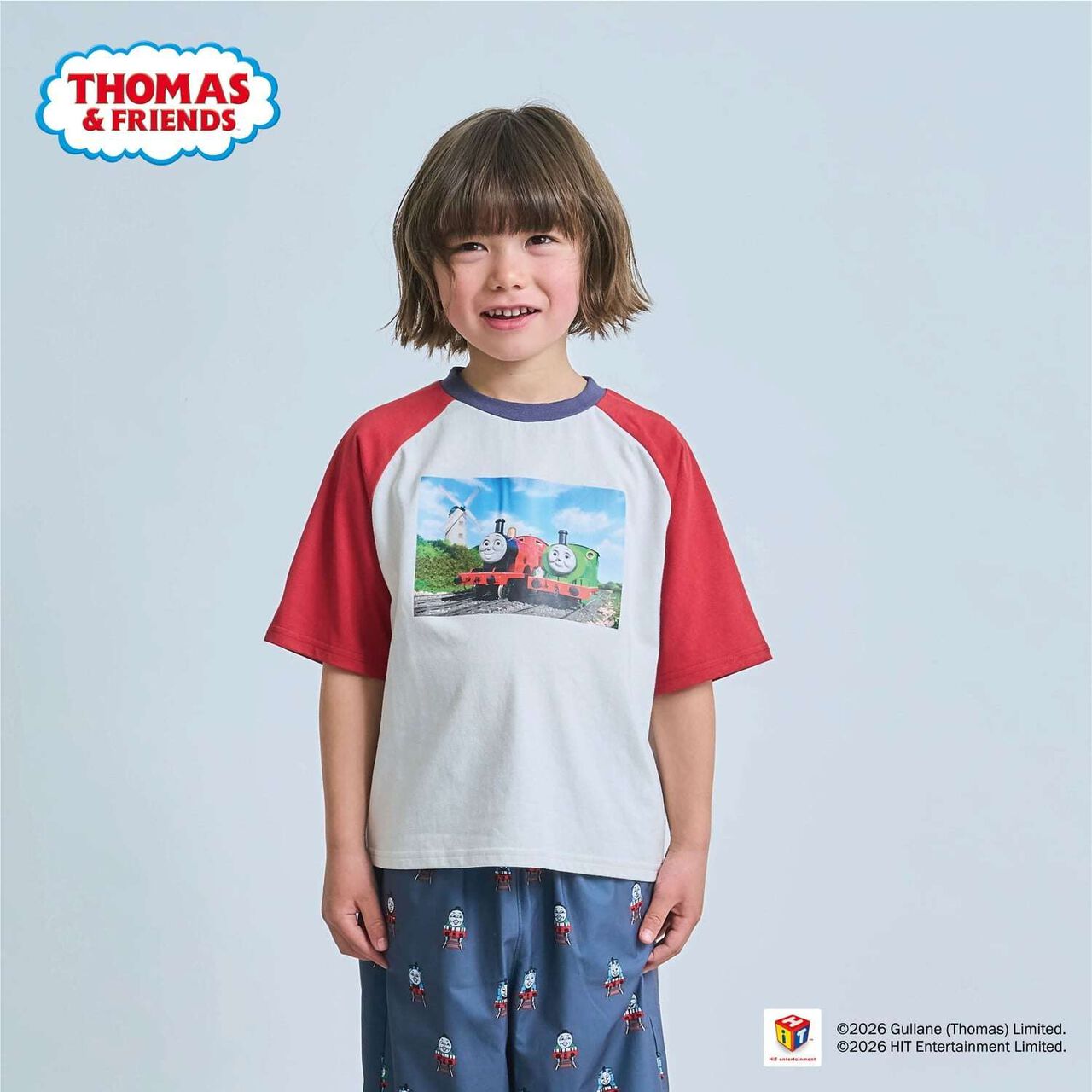 [Thomas the Tank Engine] Raglan Short Sleeve T-Shirt,Red, large image number 0
