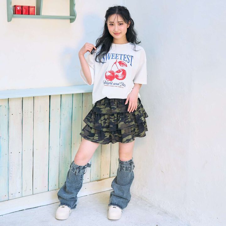 [100% Cotton / GOOD PRICE] Assorted Motif Loose Half Sleeve T-Shirt,Red, medium image number 1