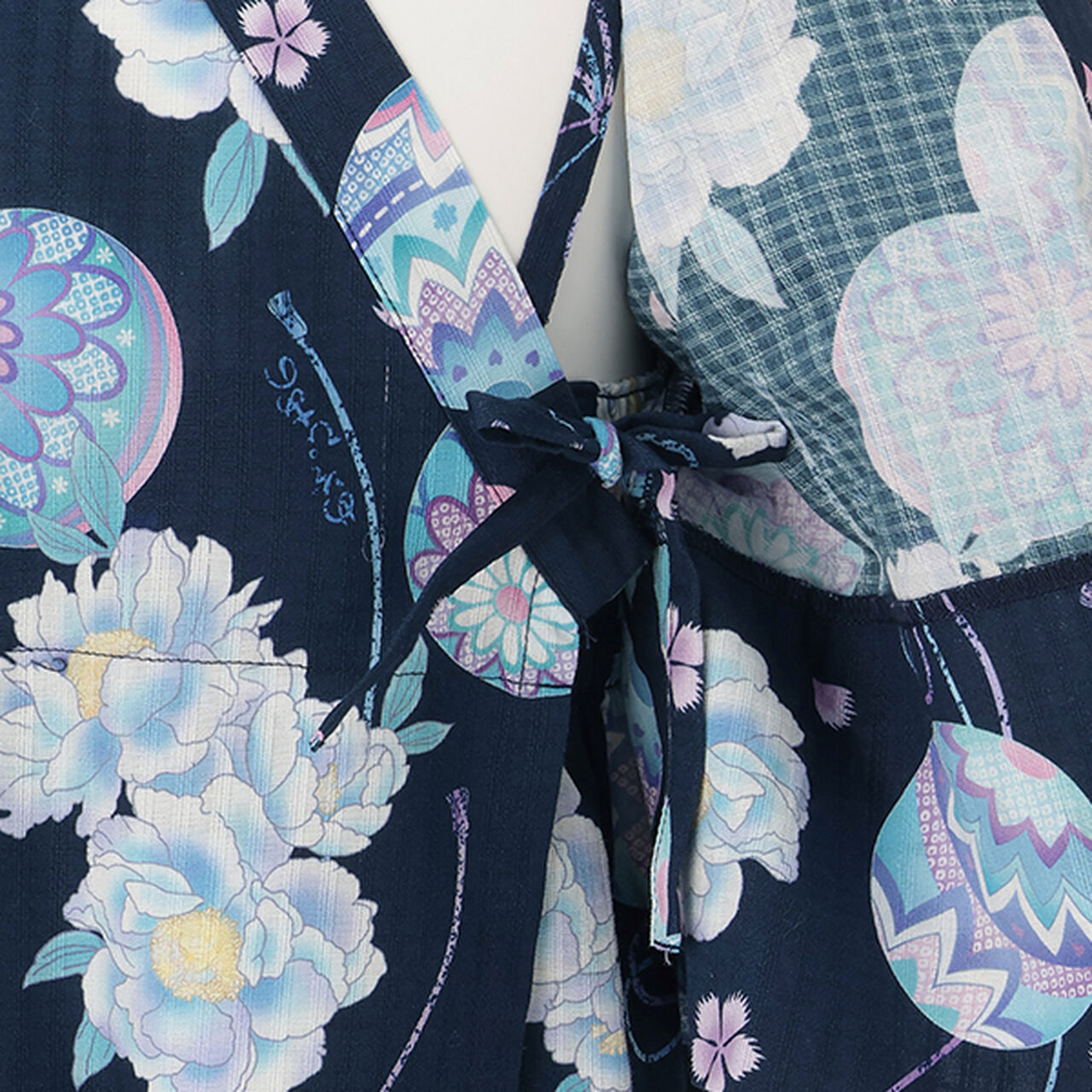 Temari Flower Pattern Yukata,Navy, large image number 3