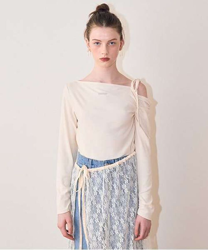 One-Shoulder Ribbon Tereko,Black, medium image number 15