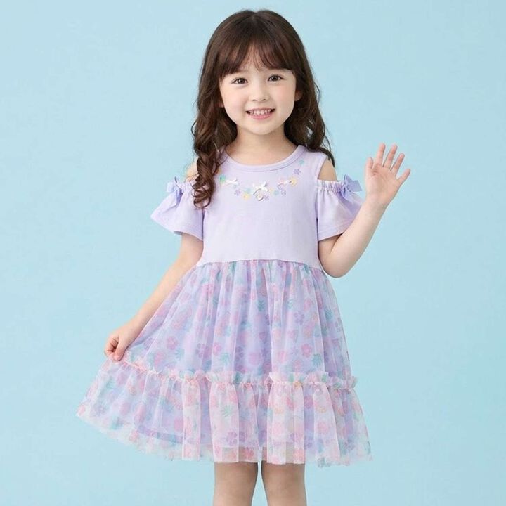 [Tropical Tulle] Necklace-Style Docking One-Piece Dress [Restocked Due to Popular Demand],, medium