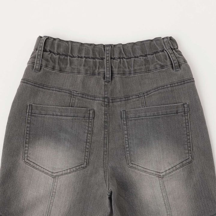 Stretch Slit Ribbon Flare Denim Pants,Gray, medium image number 12