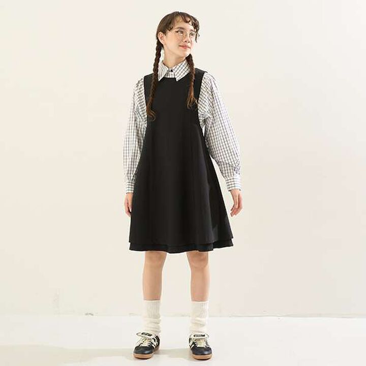 [AMI] Volume Sleeve Check Blouse,Deep blue, medium image number 3