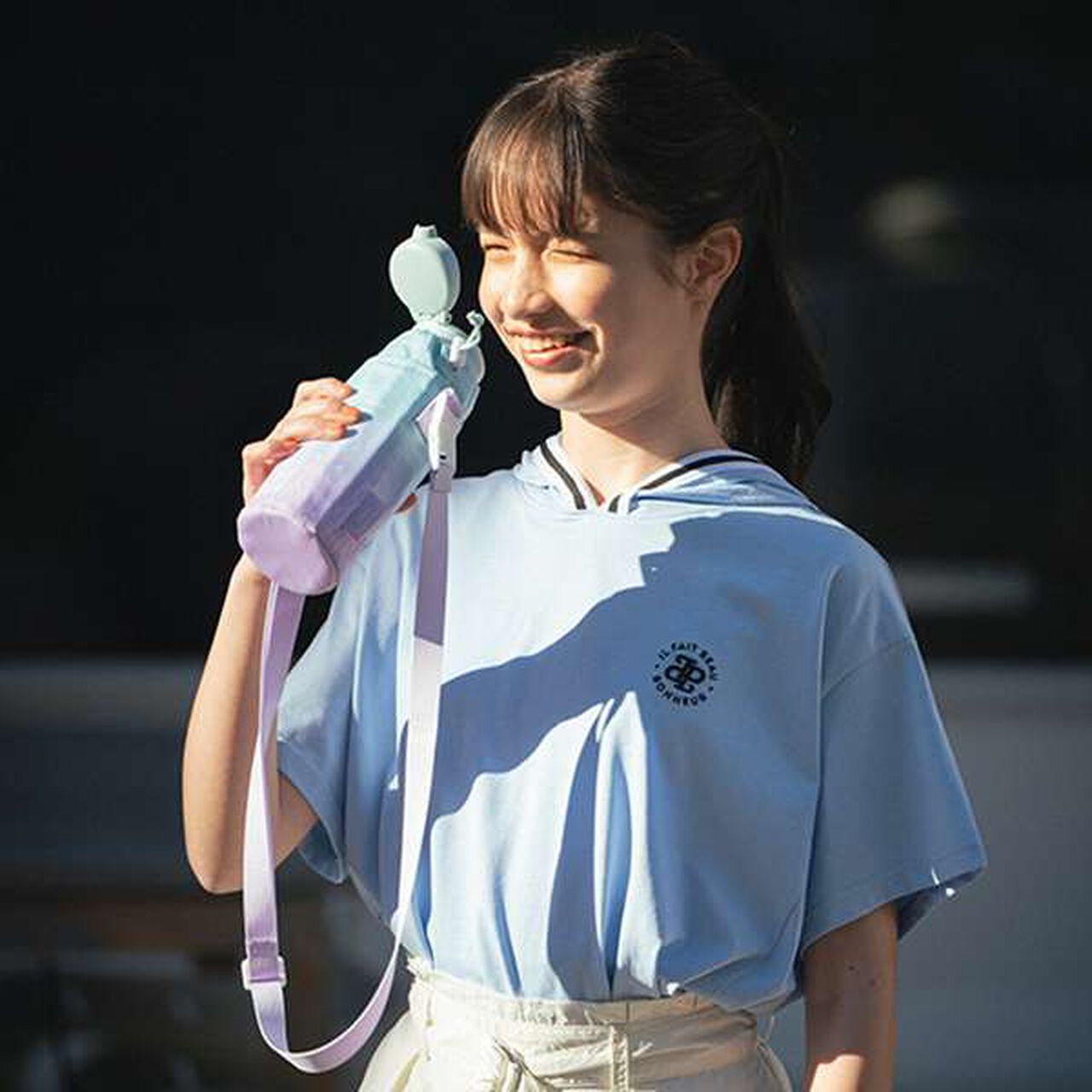 Lightweight Gradient Tulip Pattern Water Bottle (480ml),Emerald green, large image number 7