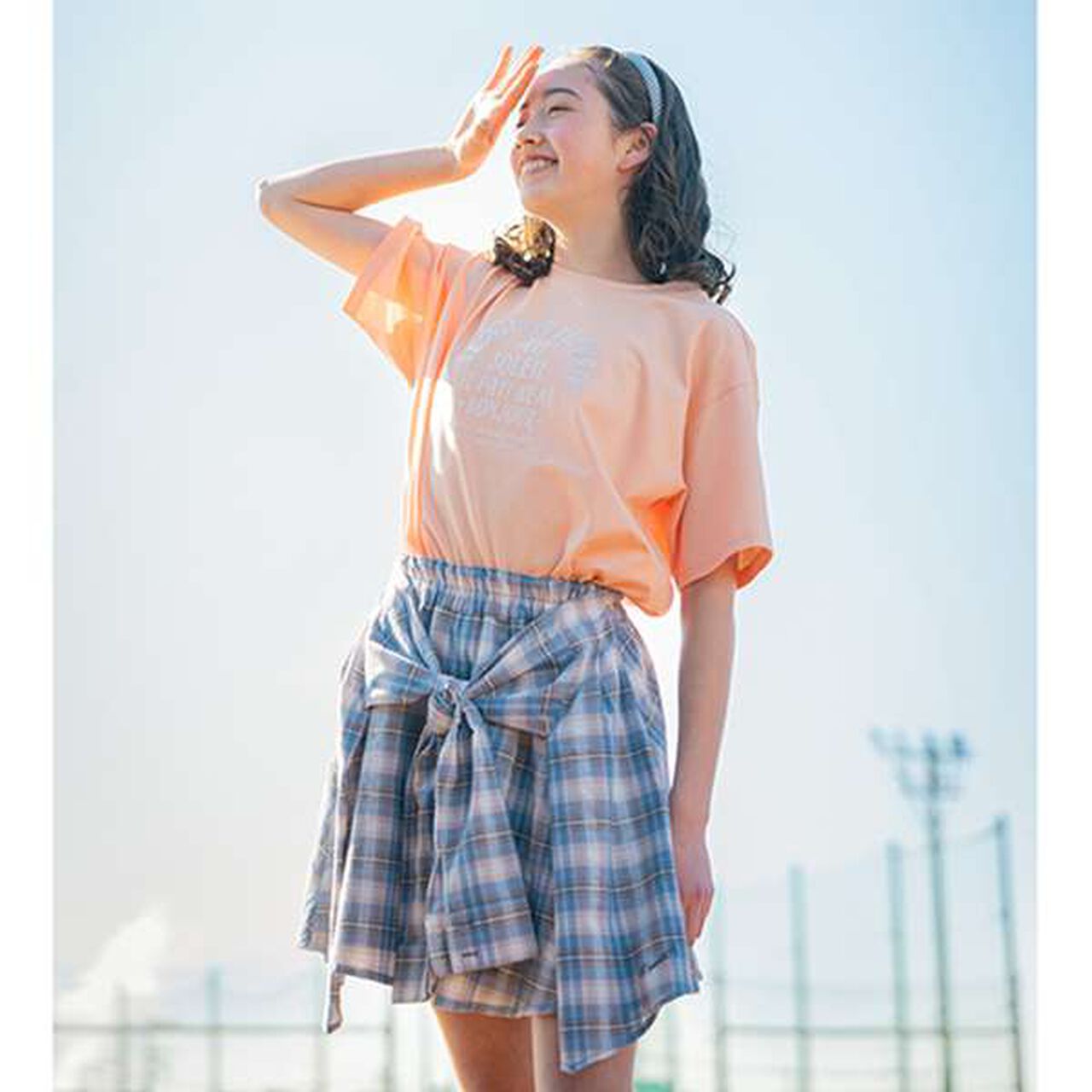 Shirt-Wrapped Checkered Culottes,Brown, large image number 11