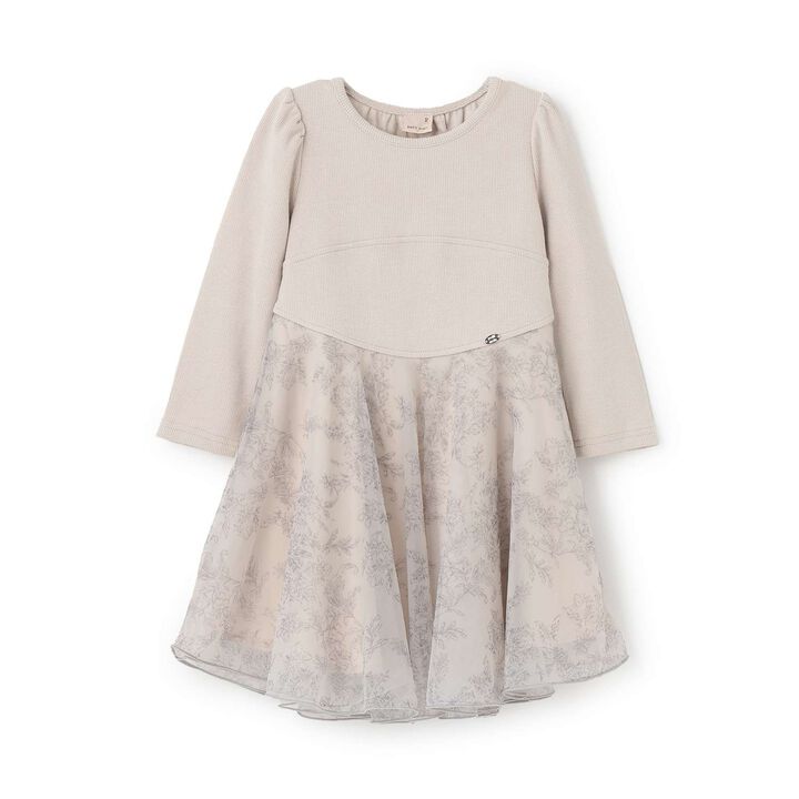 [Link] Flare Tulle One-Piece Dress,Charcoal gray, medium image number 5