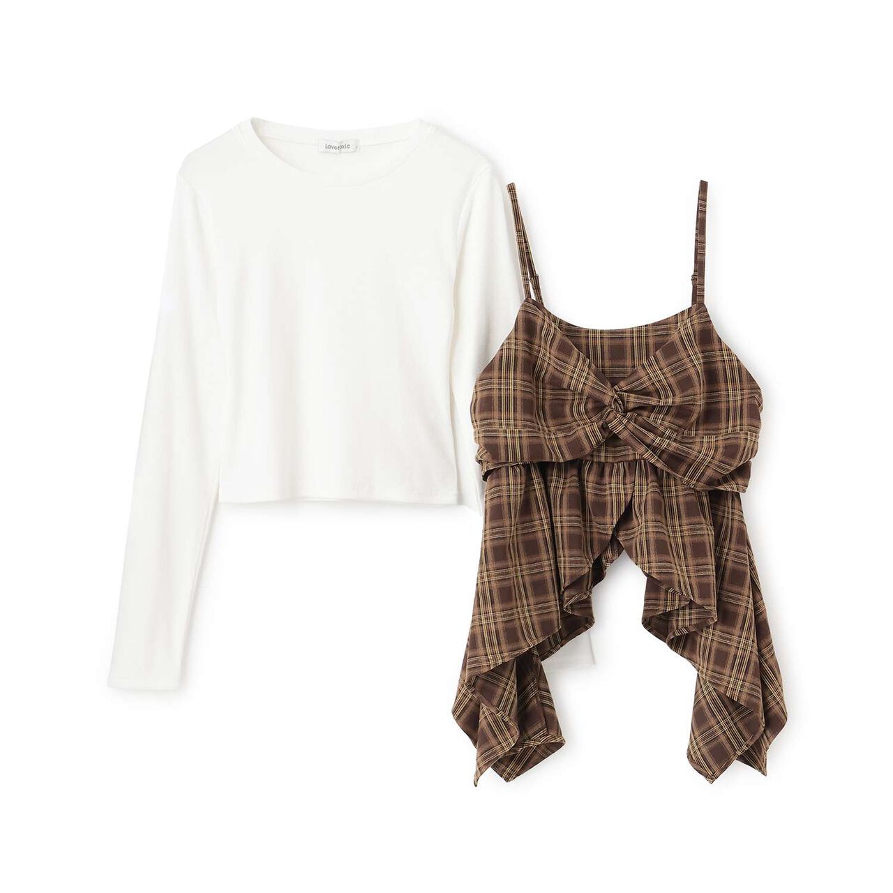 Inner Wear with Hem Checkered Camisole,Black, large image number 6