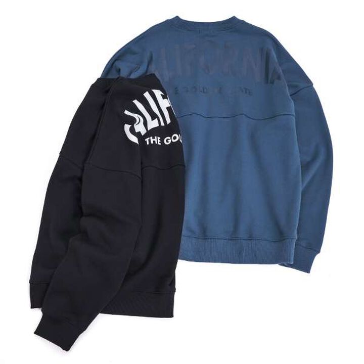 Pilling Resistant Durable Material Back Wide Logo Print Big Sweatshirt,Blue, medium image number 9