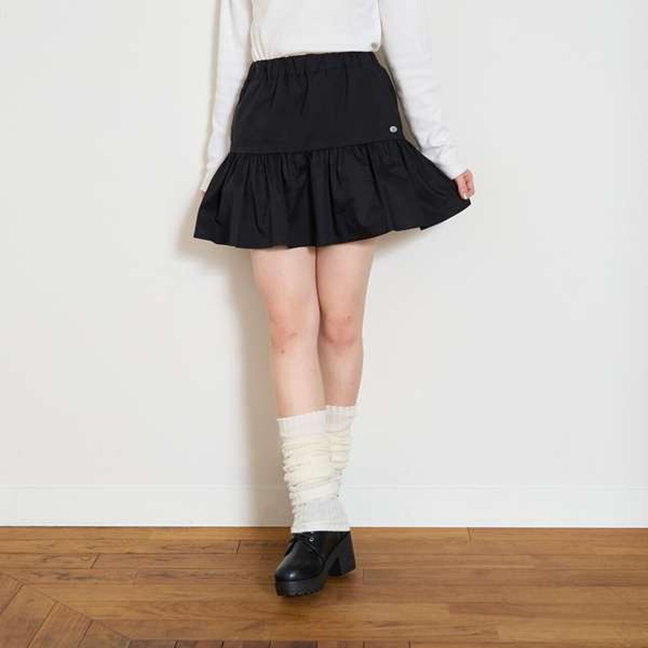 Tiered Flare Skirt,White, large image number 12