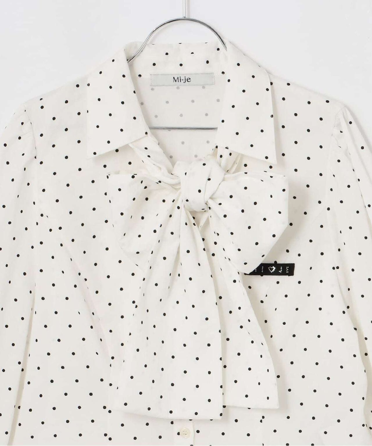 Stone Name Bow Tie Shirt,Off white, large image number 2
