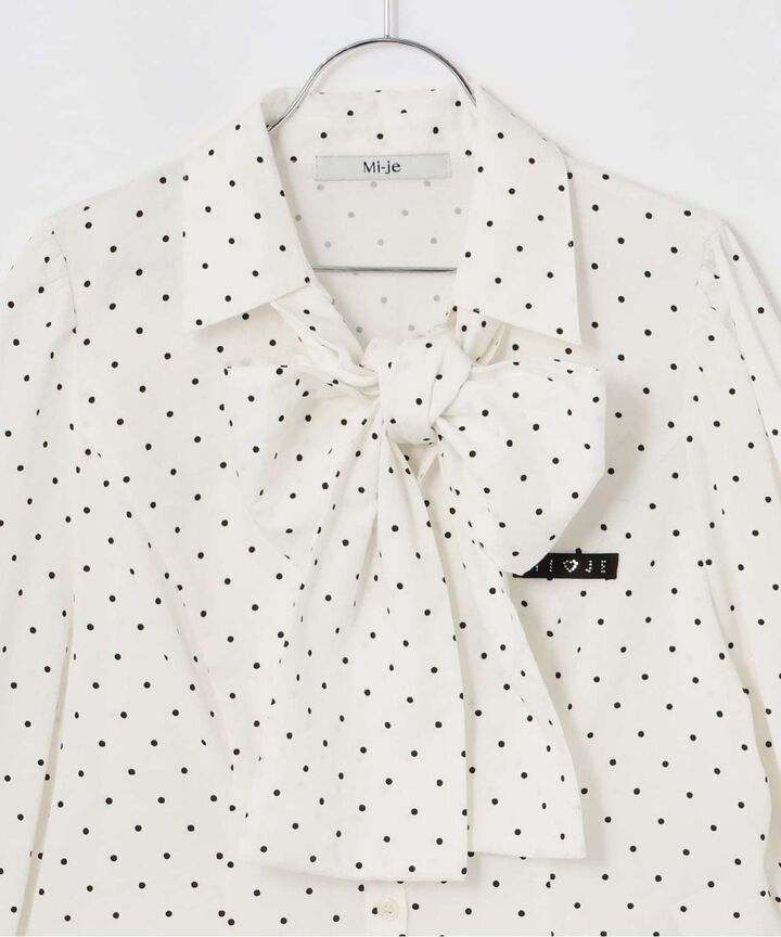 Stone Name Bow Tie Shirt,Off white, medium image number 2
