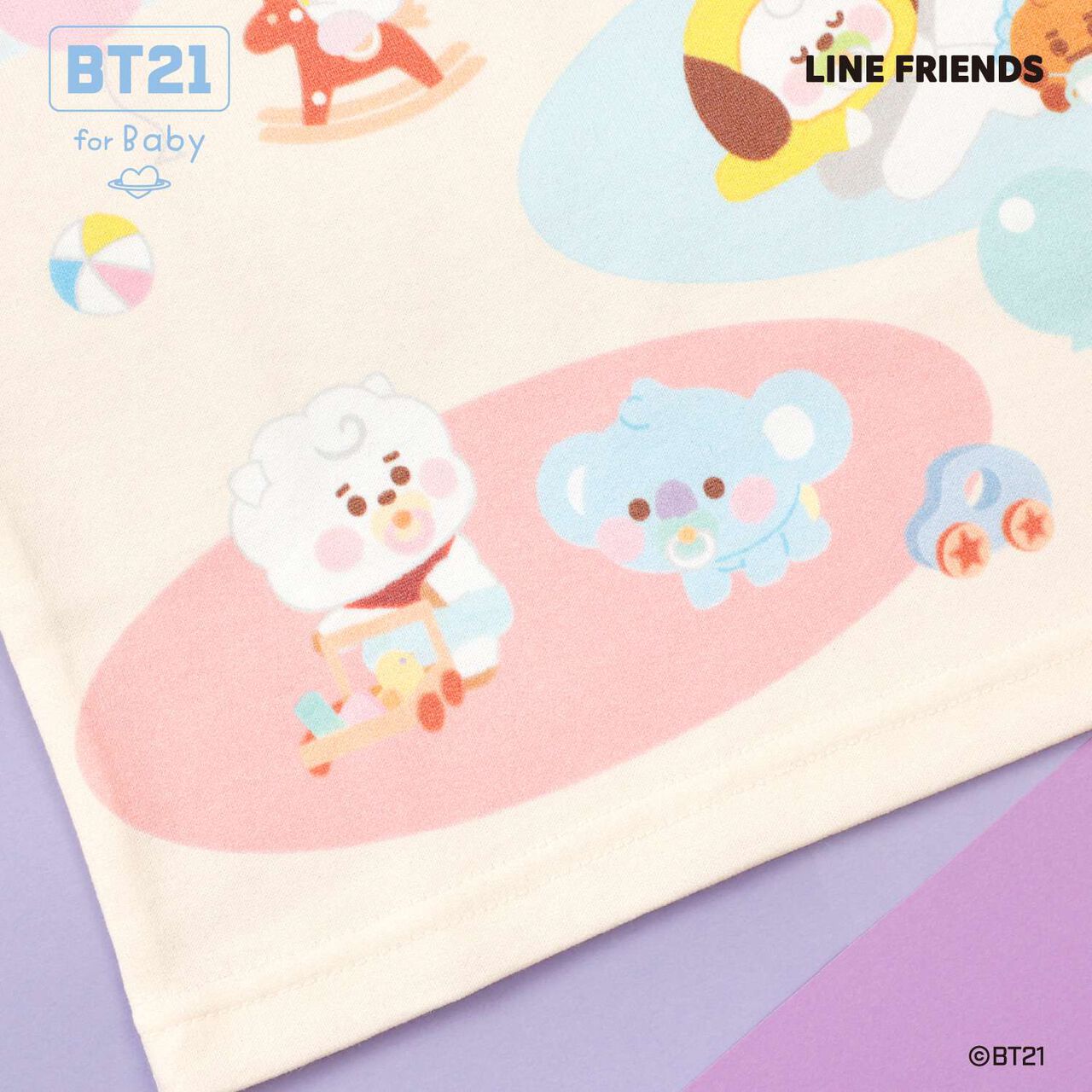 [BT21] Panel Print Short Sleeve T-Shirt,Off white, large image number 4