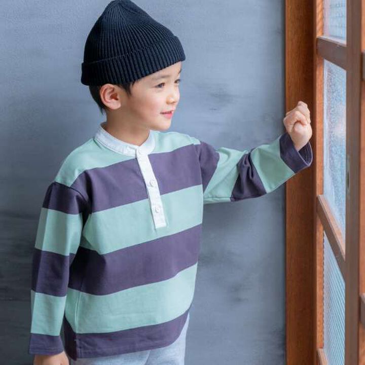 Stand Collar Rugby Long-Sleeve Shirt,Black, medium image number 6