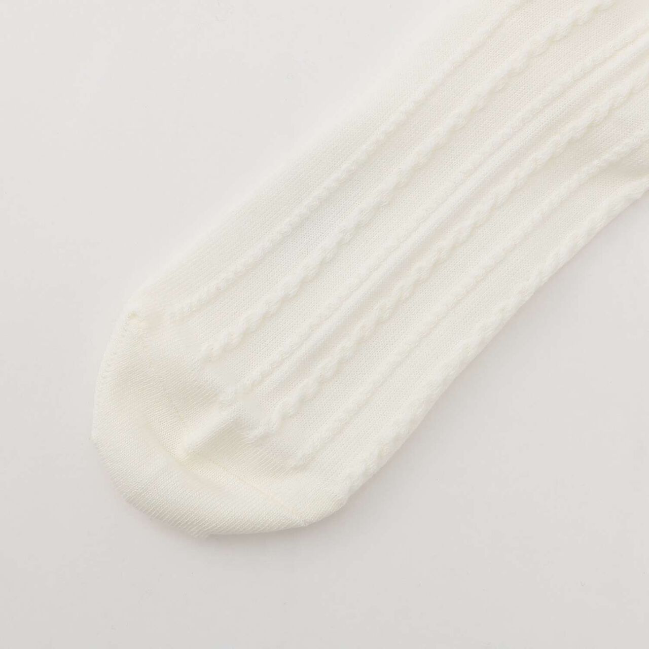 [Antibacterial Deodorizing] Back Ribbon Pattern Crew Socks,Off white, large image number 3