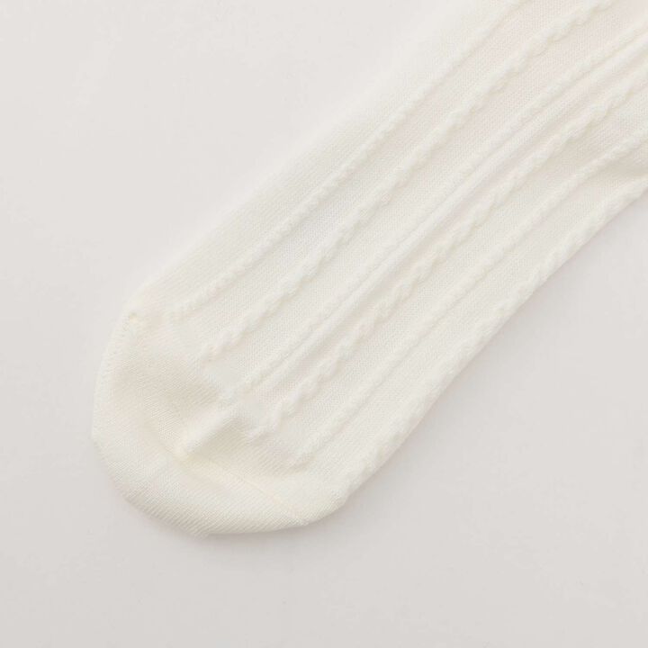 [Antibacterial Deodorizing] Back Ribbon Pattern Crew Socks,Off white, medium image number 3
