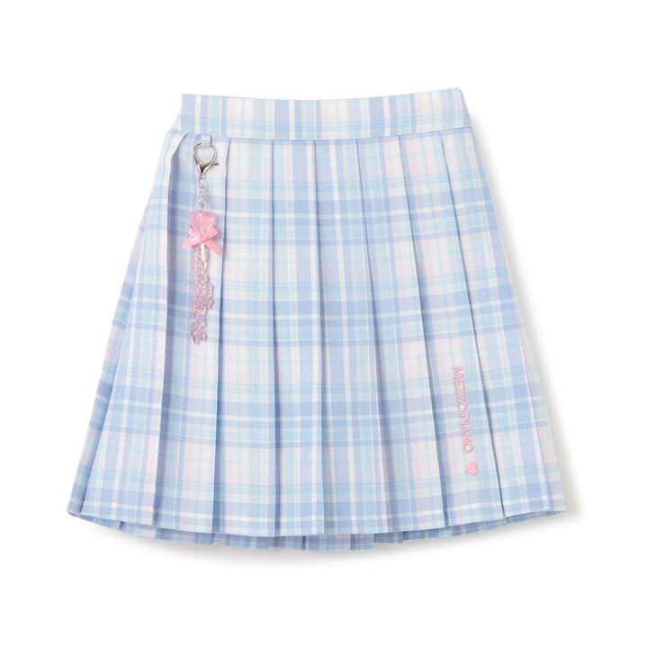 Charm-Embellished Check Pleated Skirt-Pants,Lavender, medium image number 15