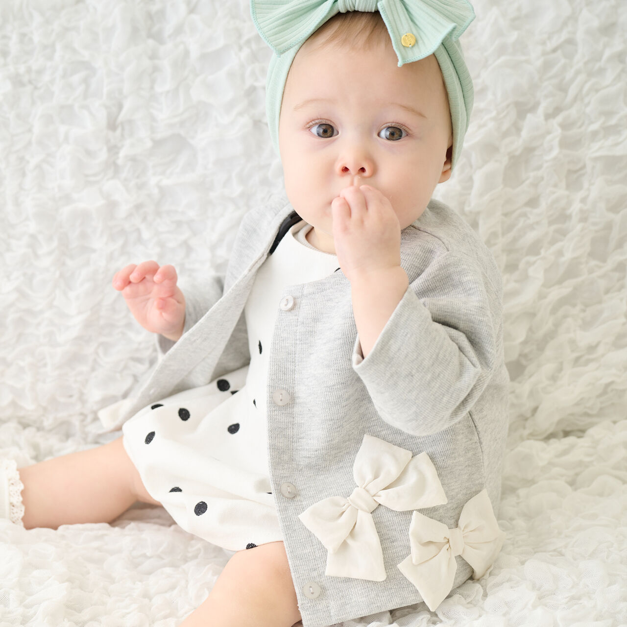 Link Ribbon Cardigan,Light beige, large image number 7