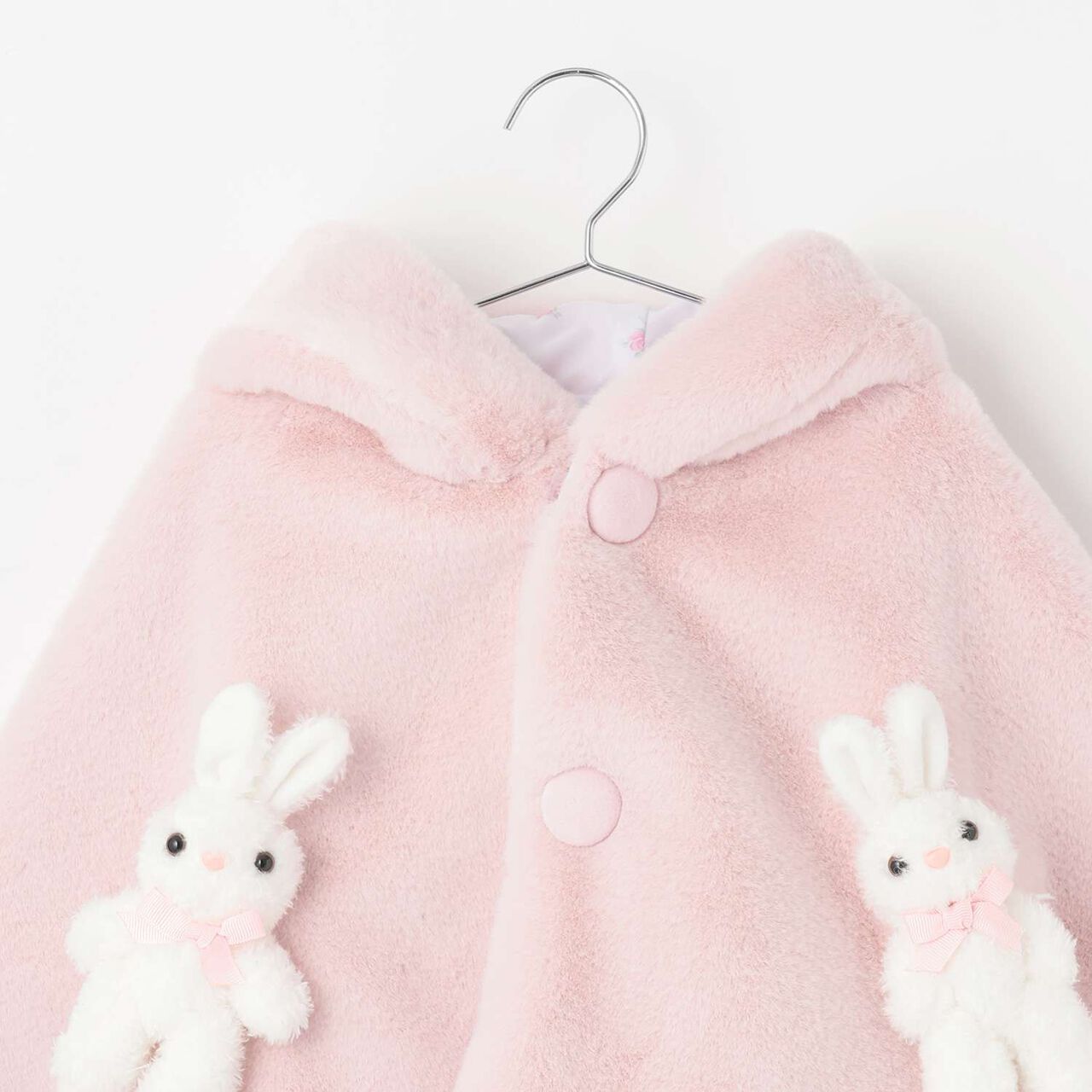 Rabbit Faux Fur Cape,Pink, large image number 2