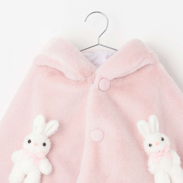 Rabbit Faux Fur Cape,Pink, medium image number 2