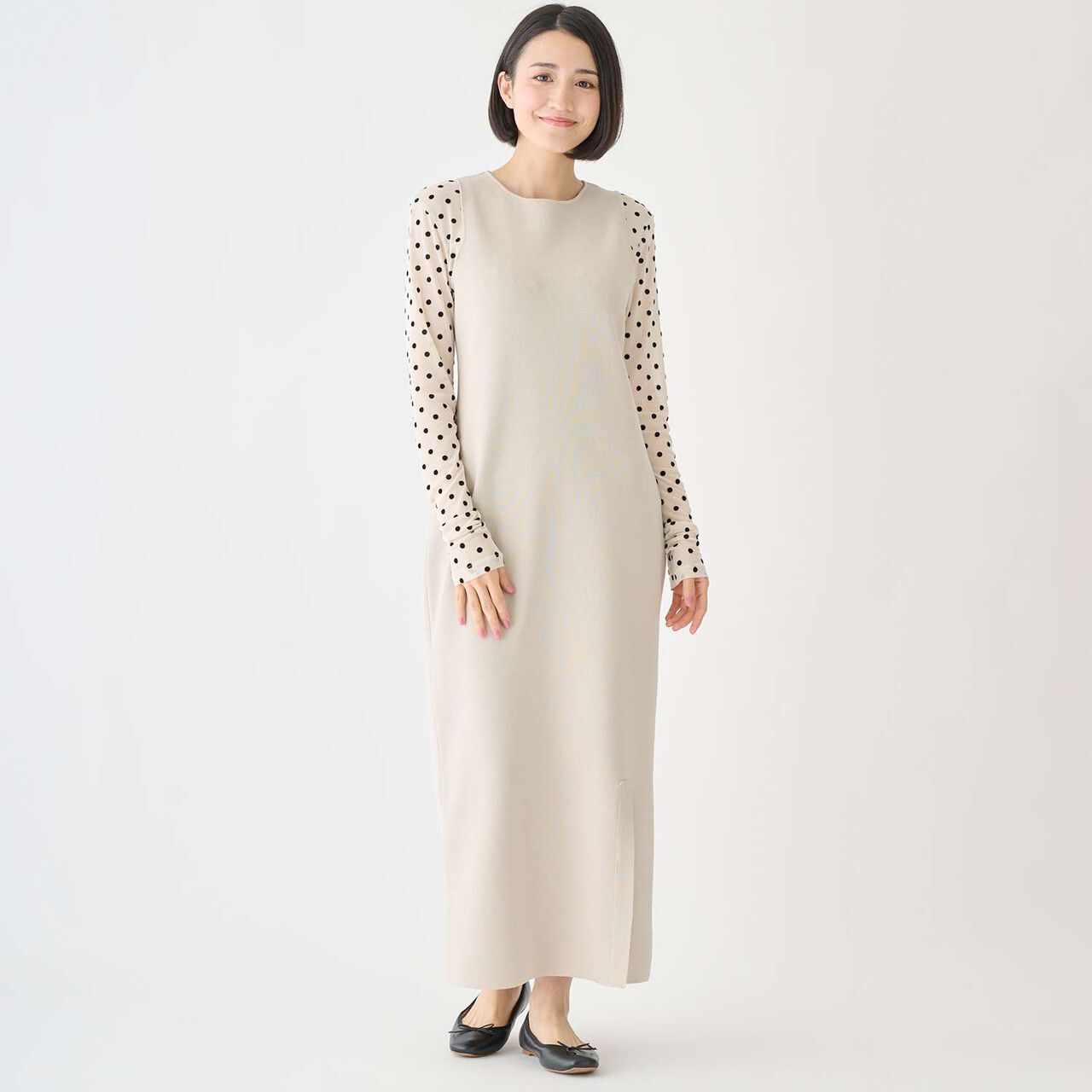 [Formal] 2-Way Sheer Dot Top,Black, large image number 7