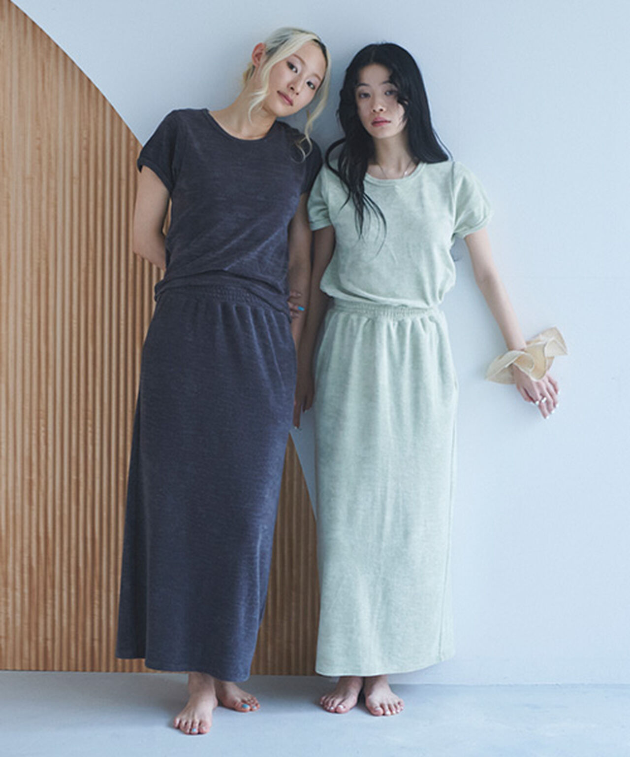 Pile Long Skirt,Light green, large image number 15