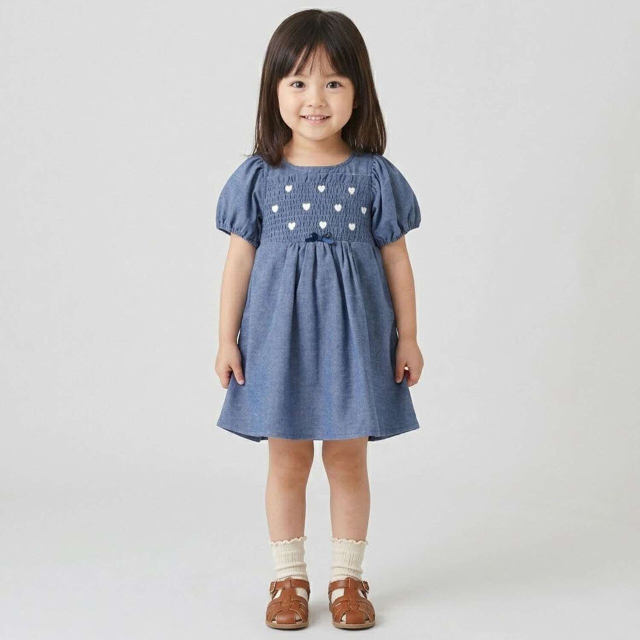 Heart Embroidery One-Piece Dress,Navy, large image number 12