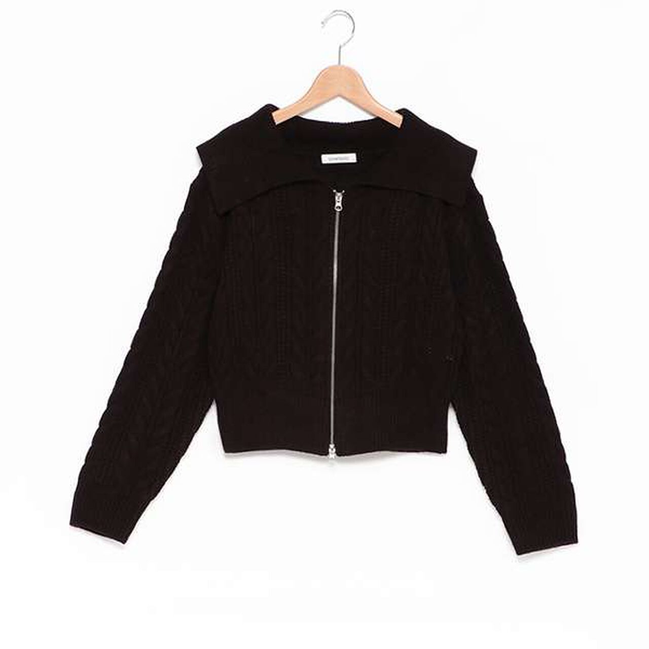 Washable Cable Knit Zip Cardigan,Wine red, large image number 7
